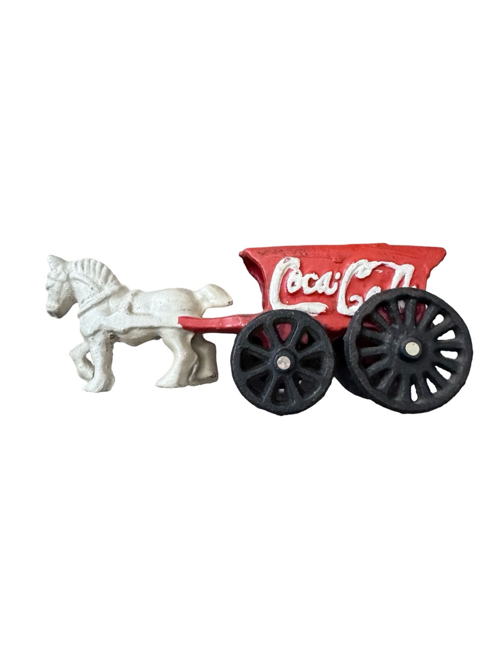 Vintage Coca-Cola Cast Iron Horse Drawn Wagon 7"‎ Coke Collectible Advertising